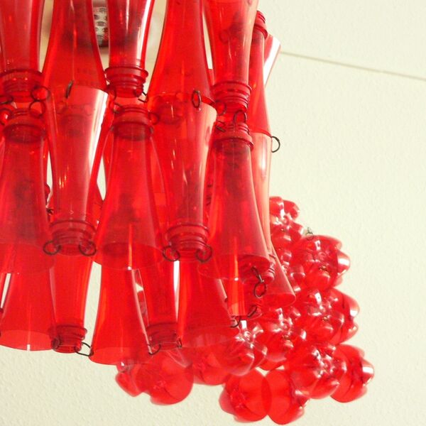 recyclage de bouteille PET, abat jour en bouteille, lampe recyclé, abat jour récup art